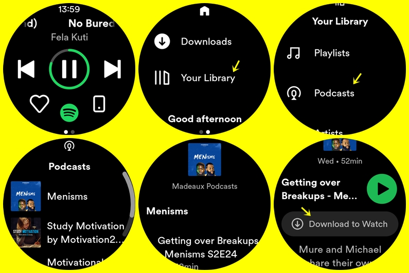 How to download podcast to Galaxy Watch 5 Pro with Spotify